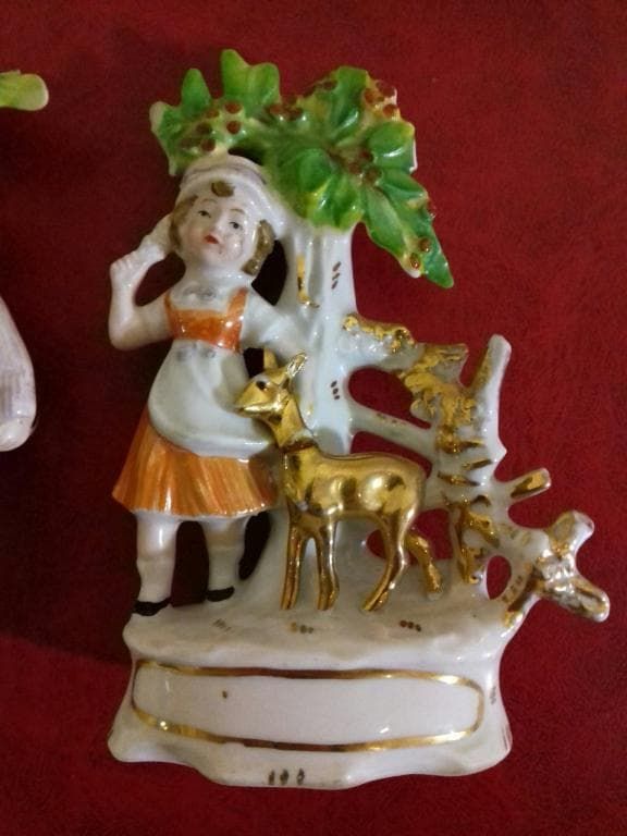 СТАТУЭТКИ ПАРНЫЕ. "ДЕТИ С ОЛЕНЯМИ" РЕДКОСТЬ!!! СТАРАЯ ГЕРМАНИЯ 1940-50гг. КЛЕЙМО В ТЕСТЕ. - View 4