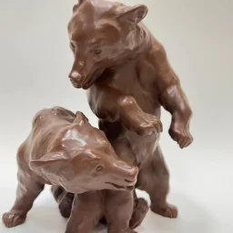 Фигурка 2 медведя из коричневого бурого фарфора 1905 г - View 2