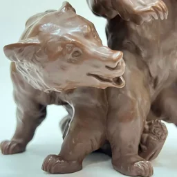 Фигурка 2 медведя из коричневого бурого фарфора 1905 г - View 6
