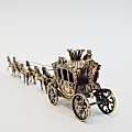 Миниатюра королевская карета с короной, с 6 лошадьми - View 6