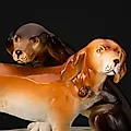 Фарфоровая статуэтка "Охотничьи собаки" с аэрографией, Royal Dux, Чехословакия, 1970-1995 гг. - View 2