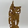 Резная деревянная статуэтка Радха и Кришна, индийская скульптура 1970-1990 гг. - View 2