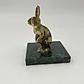 Бронзовая статуэтка зайца на змеевиковом основании, современная Россия - View 4