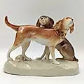 Фарфоровая статуэтка "Охотничьи собаки" с аэрографией, Royal Dux, Чехия, 1980-1993 гг. - View 2