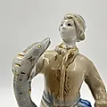 Фарфоровая статуэтка "Емеля со щукой" авторства Т. Н. Сапожниковой, Турыгинский завод (Гжель), СССР, 1970-1990 гг. - View 2