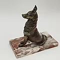 Бронзовая статуэтка собаки на мраморном постаменте, Западная Европа, 1970-1990 гг. - View 3