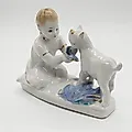 Фарфоровая статуэтка «Алёнушка с козленком» (Девочка с козленком), Л.П. Азарова, Турыгинский фарфоровый завод (Гжель), СССР, 1950-1970 гг. - View 2