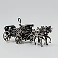 Повозка с бочками бочки 2 лошадки серебро Европа 20 век