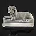 Пресс-папье «Лежащая собака» из матированного стекла, Российская империя, 1905-1915 гг.