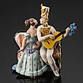 Фарфоровая статуэтка 'Старинный романс' авторства Щербины и Жникруп, КЭКХЗ, СССР, 1970-е