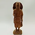 Резная деревянная статуэтка "Восточный старец с корзиной", Азия, середина XX века