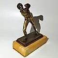 Бронзовая статуэтка "Боргезский борец" на каменном основании, Западная Европа, середина XX века