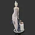 Фарфоровая статуэтка Lladro "Дама с собачкой" в стиле Ар-деко, Испания, 1985 г.