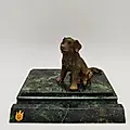 Визитница с бронзовой скульптурой собаки на каменном основании, Россия, 2010-2015