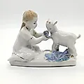 Фарфоровая статуэтка «Алёнушка с козленком» (Девочка с козленком), Л.П. Азарова, Турыгинский фарфоровый завод (Гжель), СССР, 1950-1970 гг.