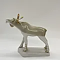 Статуэтка Лось, фарфор, аэрография, позолота, Полонское ЗХК, СССР