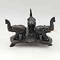 Статуэтка Слоны из дерева с костью, резьба ручной работы, Африка, 1980-2000 гг.