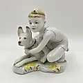 Фарфоровая статуэтка «Юный пограничник с собакой» ЛФЗ, СССР, 1960-1970-е