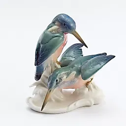 Антикварная статуэтка "Пара зимородков".