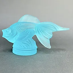 Gold Fish из голубого аквамаринового уранового стекла дизайн 1930г. Г. Хоффманн Чехия 21 в
