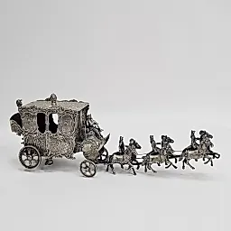 Королевский экипаж карета с кучером 6 лошадей серебро