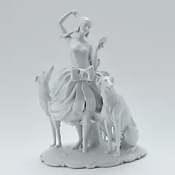 Старинная скульптурная группа "Девушка Клара с борзыми"