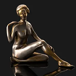 Бронзированная статуэтка «Обнаженная» в стиле ар-деко, Европа 1930-1950 гг.