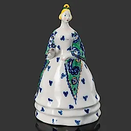 Фарфоровая статуэтка «Барыня» с росписью, скульптор Жникруп, КЭКХЗ СССР 1950-1970 гг.