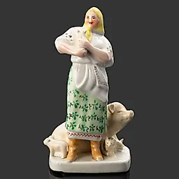 Фарфоровая скульптура «Свинарка» авторства О. Ярош, Городницкий завод, СССР, 1939-1944 гг.