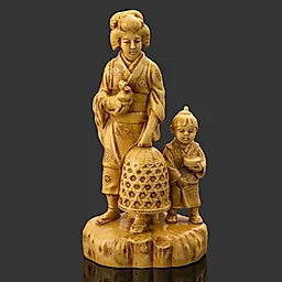 Фаянсовая статуэтка "Птичница" с росписью, Япония, первая половина XX века