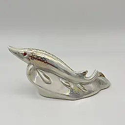 Фарфоровая статуэтка "Осётр" с люстром и золочением, ДФЗ Вербилки, СССР, 1950-е