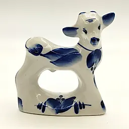 Фарфоровая статуэтка «Козлёнок с колокольчиком», Речицкий завод (Гжель), СССР, 1970-е