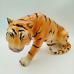Фаянсовая статуэтка Тигра с росписью, Sitzendorf, Германия, середина XX века