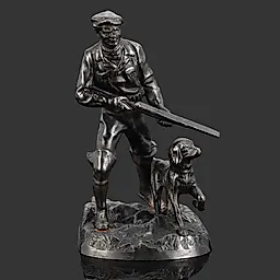 Чугунная статуэтка "Охотник с собакой" авторства Чиркина А.В., Каслинский завод, СССР, 1983 г.