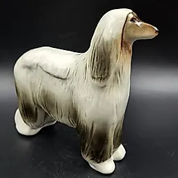 Фарфоровая статуэтка "Афганская борзая" чёрно-белая, скульптор П.П. Веселов, ЛФЗ, СССР