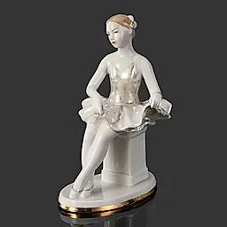 Фарфоровая статуэтка 'Сидящая балерина' Ольги Артамоновой, ДФЗ Вербилки, СССР, 1950-е