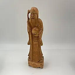 Статуэтка божества долголетия Шоу-син, дерево, резьба, Азия, 1950-1970