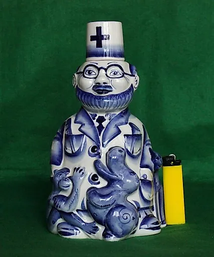 Штоф Доктор Айболит, авторская гжель, - View 7