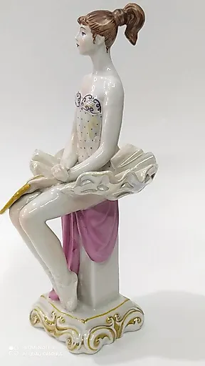 Фарфор скульптура Балерина с Зеркалом Киев СССР h - 28 см - View 4