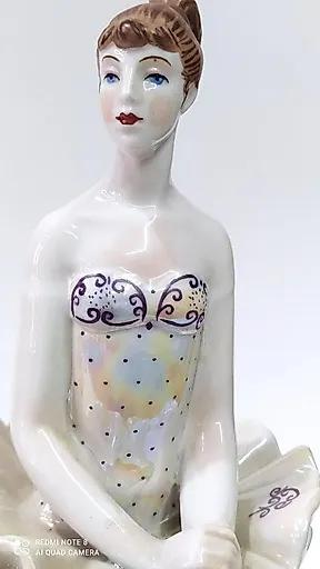 Фарфор скульптура Балерина с Зеркалом Киев СССР h - 28 см - View 5