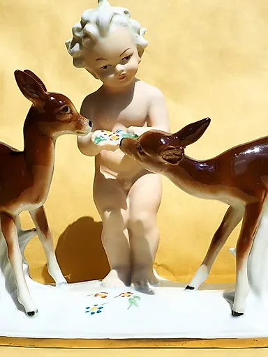 Редкий винтаж немецкий 23,5 см фарфоровая фигура - View 2