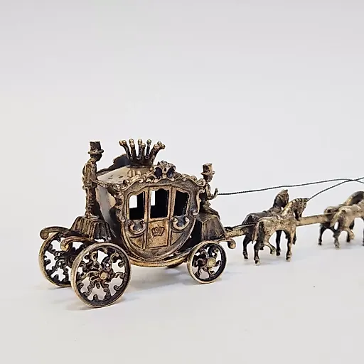 Миниатюра королевская карета с короной, с 6 лошадьми - View 8