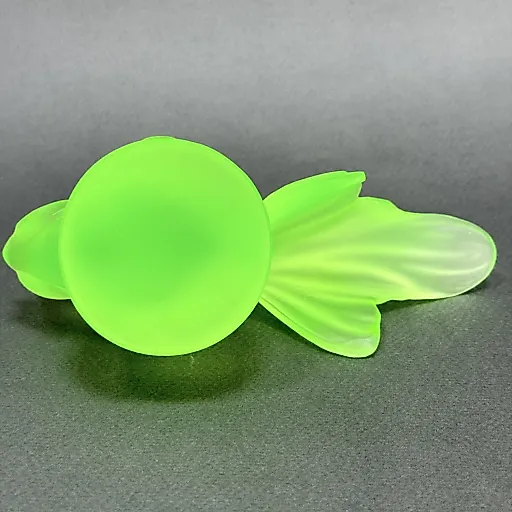 Gold Fish из вазелинового уранового стекла дизайн 1930г. Г. Хоффманн Чехия 21 в - View 6