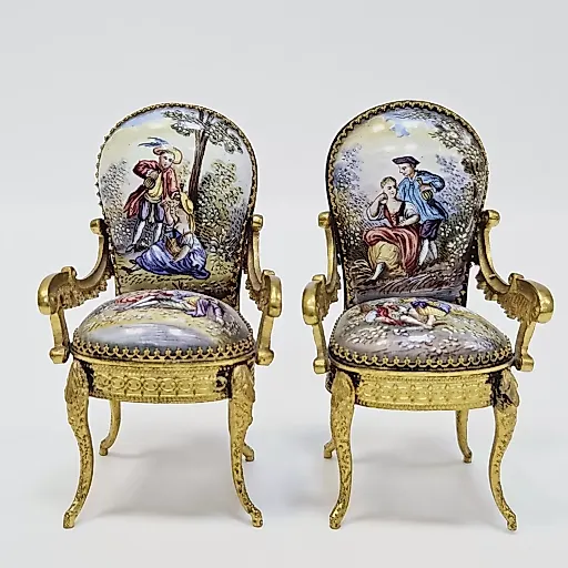 Набор - миниатюра мебели из венской бронзы, 1890-95гг - View 5