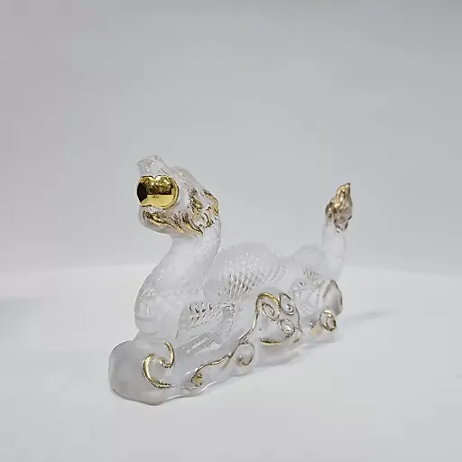 Статуэтка Дракон хрусталь с позолотой - View 5