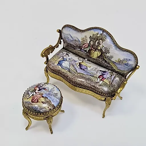 Набор - миниатюра мебели из венской бронзы, 1890-95гг - View 8