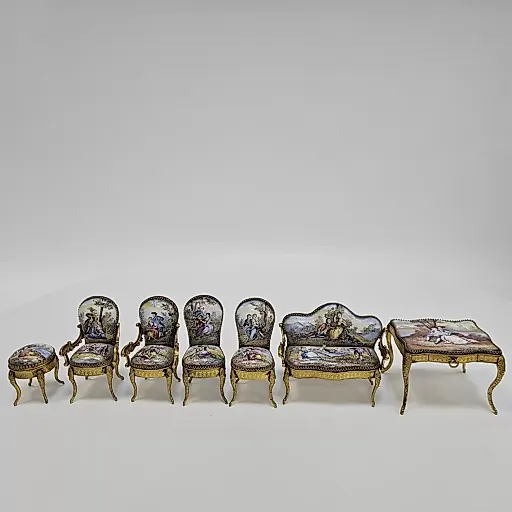 Набор - миниатюра мебели из венской бронзы, 1890-95гг - View 3