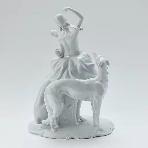 Старинная скульптурная группа "Девушка Клара с борзыми" - View 3