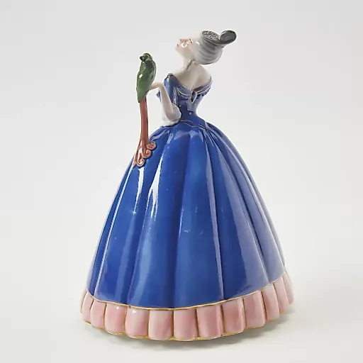 Редкая фарфоровая статуэтка Дама с попугаем . - View 2