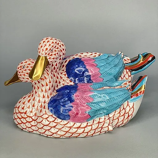 Фигура пара уток-мандаринок Herend 1960-70гг Венгрия - View 2